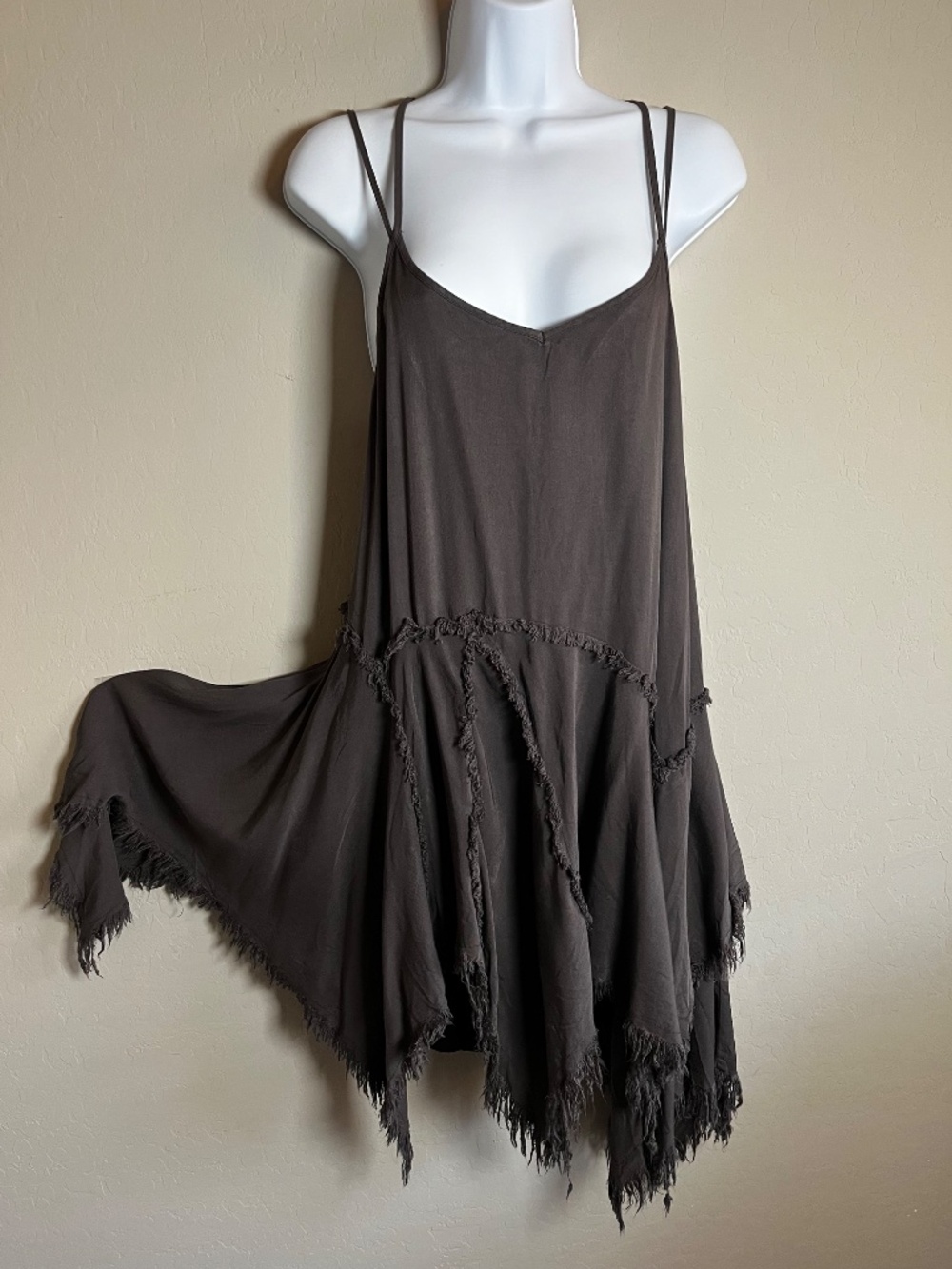 Free People Tattered Up Shred Slip Dress Charcoal Size Small NWOT - Picture 4 of 11